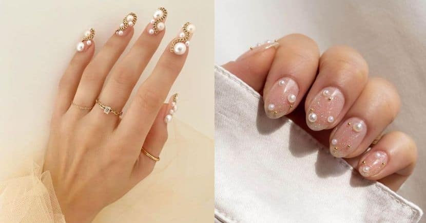Diseños de uñas con perlas