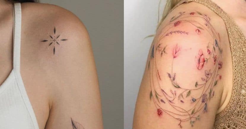 Tatuajes de flores en el hombro