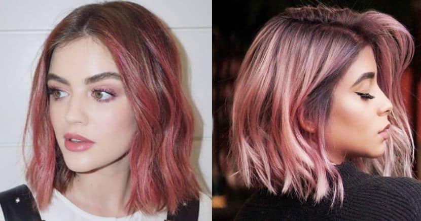 Balayage rosa pastel cabello corto