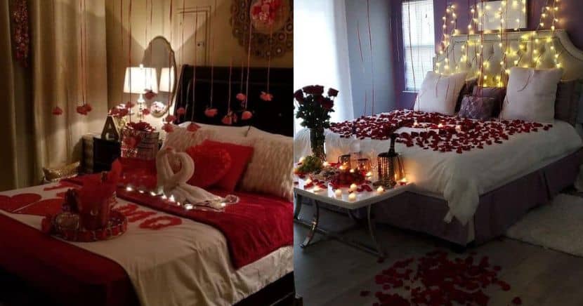 Decoración de habitación romántica