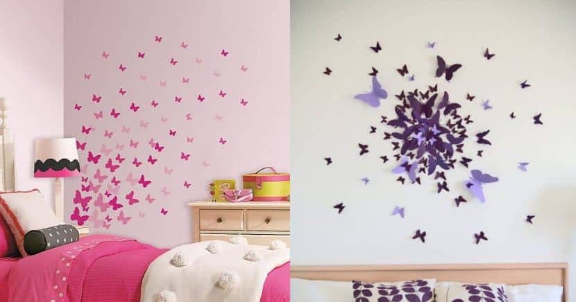 Decoración con mariposas en la pared