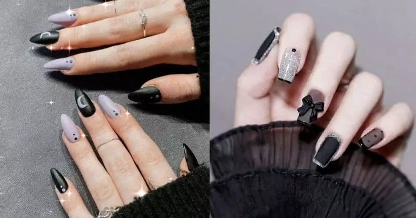 Diseños de uñas aesthetic negras