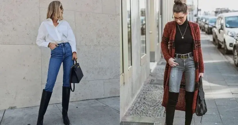 Jeans invierno outfits con botas largas