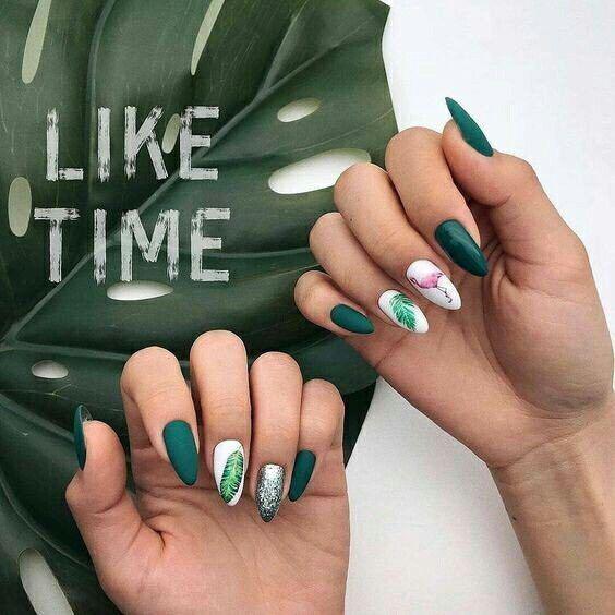 15 formas increíbles de llevar las uñas en color verde - Ideas Consejos