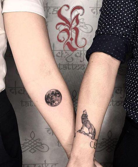 Tatuajes en pareja para San ValentiÌn - El lobo y la luna