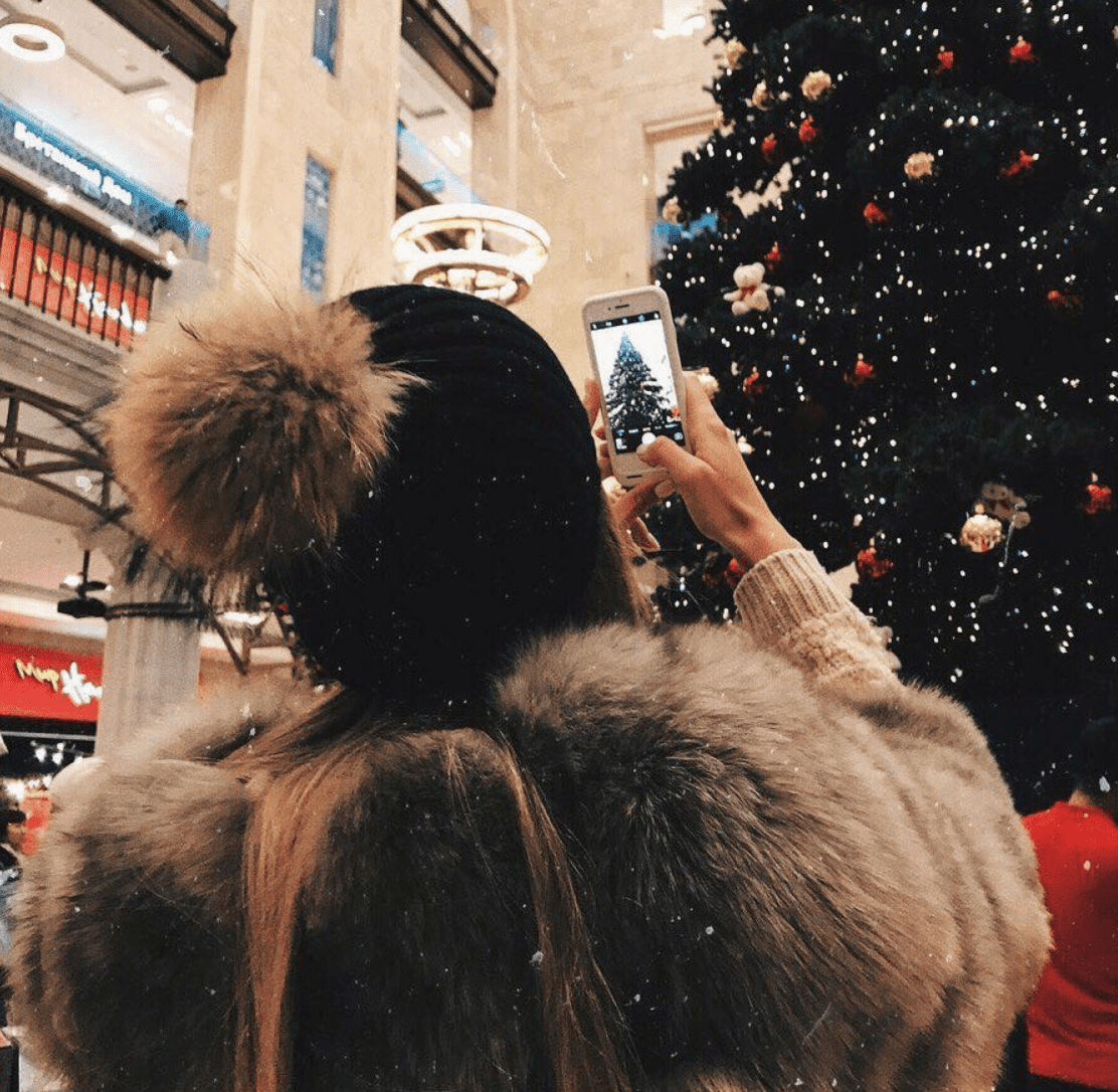 Selfies con luces navideñas - Foto de la foto