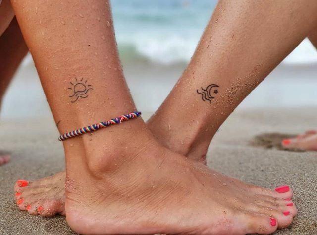 Tatuajes aesthetic para mejores amigas - Luna y Sol