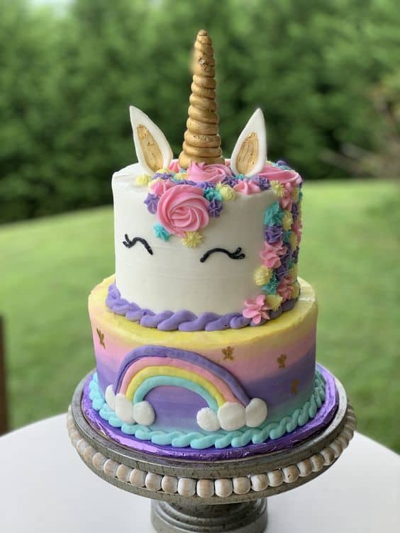 Ideas para fiestas de unicornios - El pastel de unicornio
