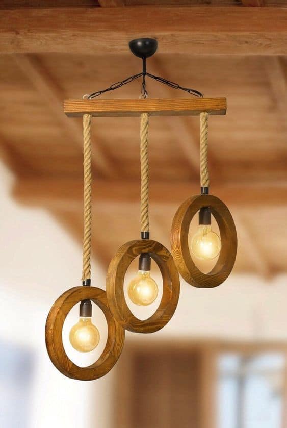 Lámparas rústicas de madera - En vintage