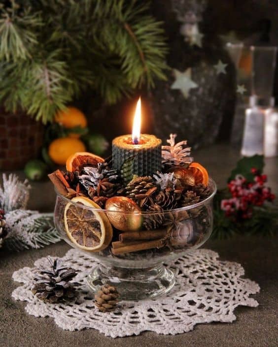 Adornos de mesa para navidad - Piñones