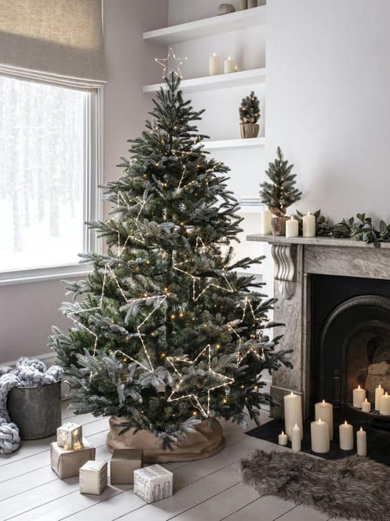 Ideas de cómo decorar el árbol de navidad elegante - Luces blancas