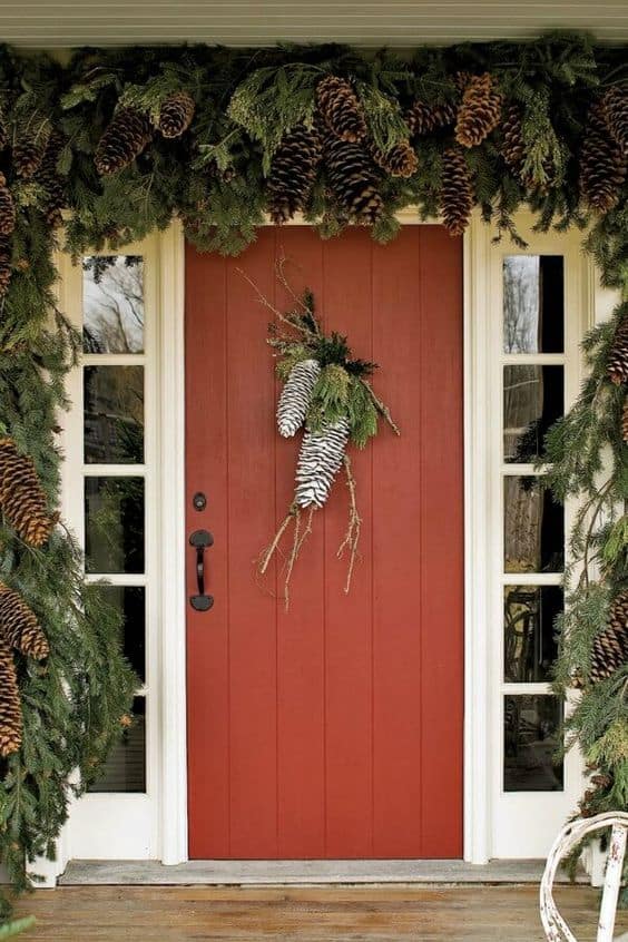 Puertas decoradas de navidad - Decoración natural