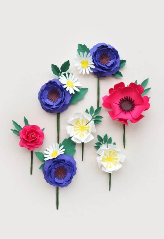 Flores de papel para decorar - Modelos 3D