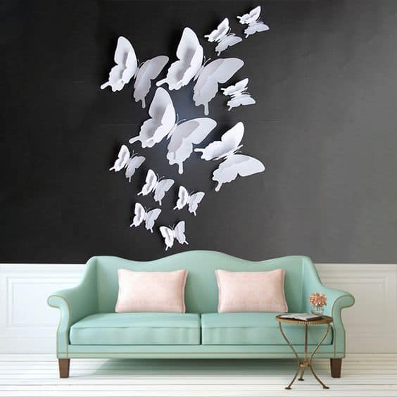 Decoración con mariposas en la pared - Diversas