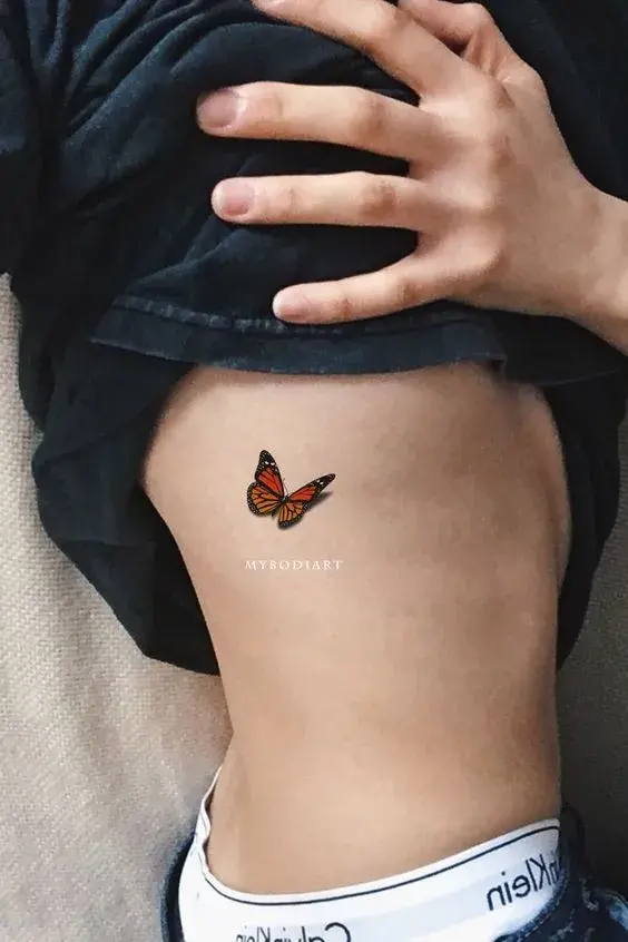 Tatuajes de mariposas en la costilla - Abstracto