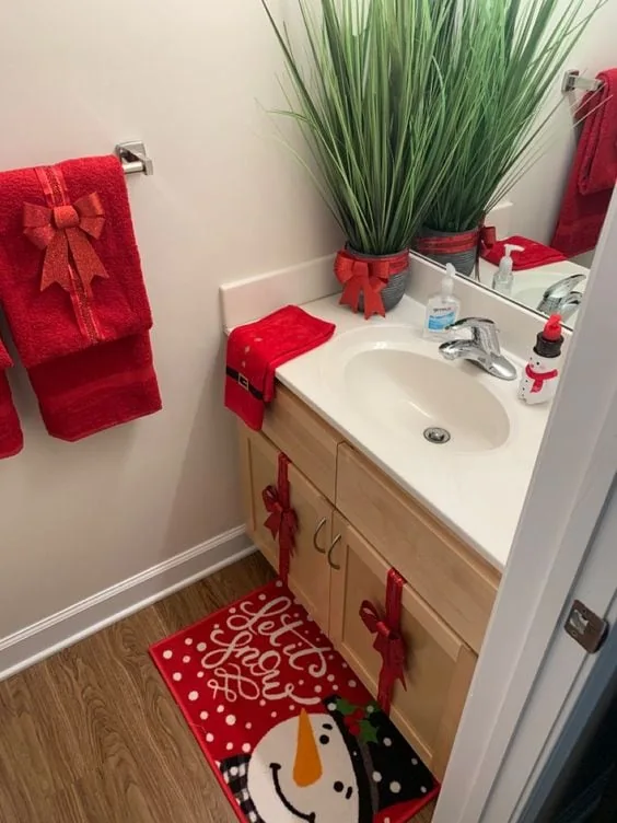 Baños decorados para navidad - Con textiles