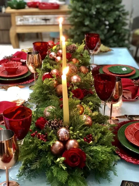 Centros de mesa navideños elegantes - Con velas