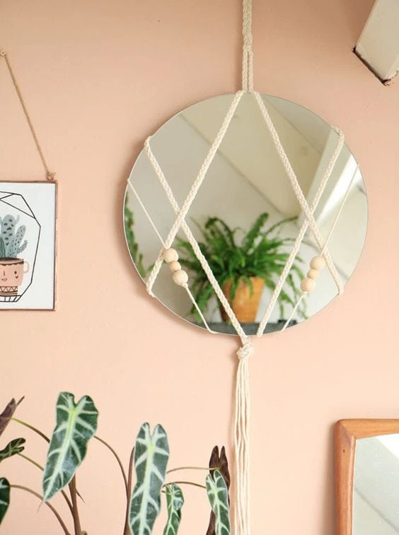 Cómo decorar un espejo redondo sin marco - Telas