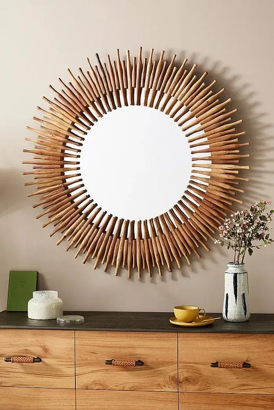 Cómo decorar un espejo redondo sin marco - Maderas